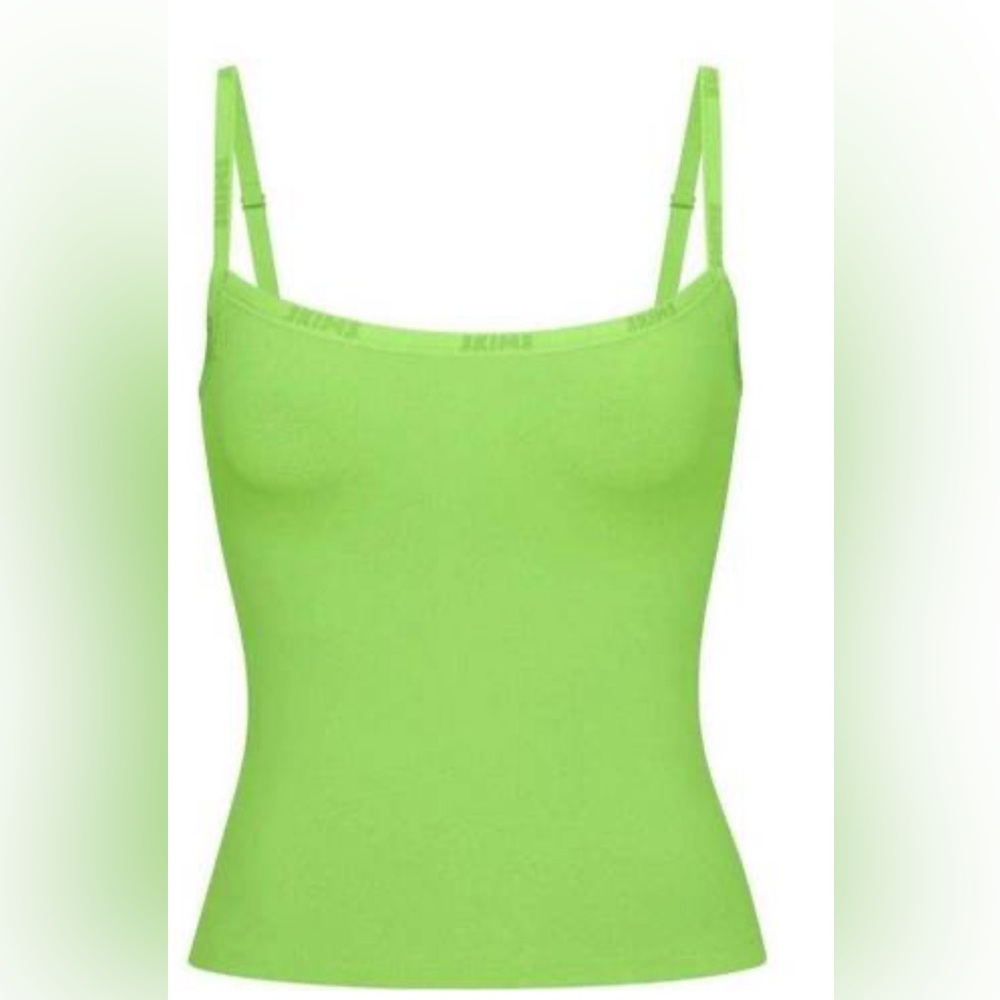 Skims Cotton Logo Tank Neon Green Small NWT